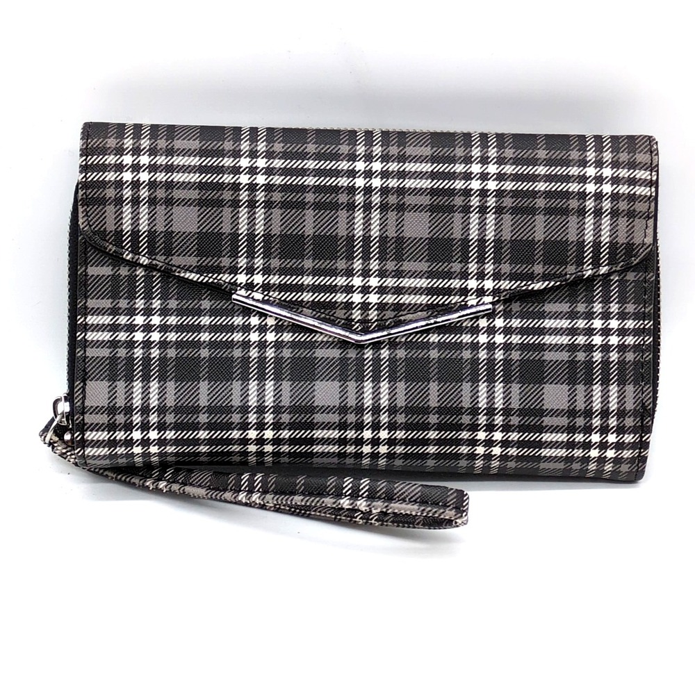 No Boundaries Wristlet Womens Black White S Clutch Purse Snap Zip Pockets